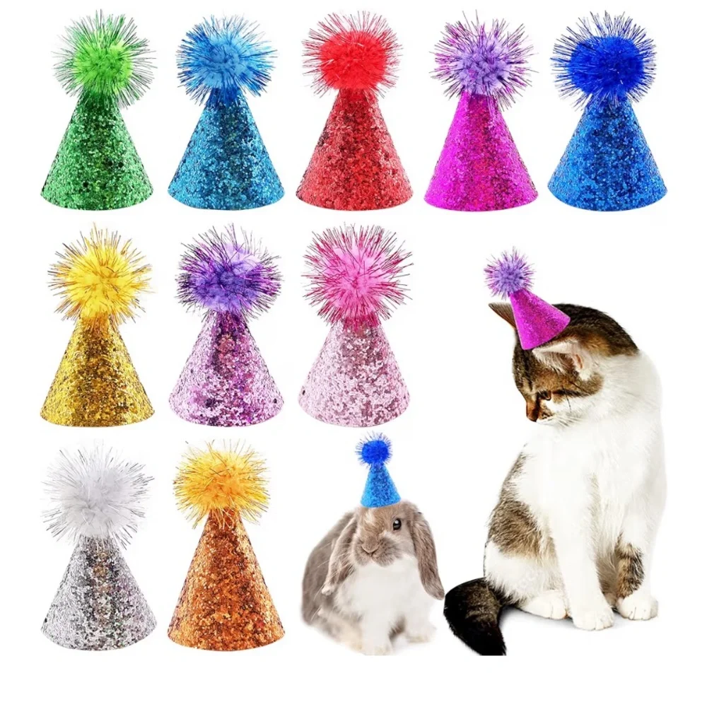 Colorful Glitter Party Hats for Pets